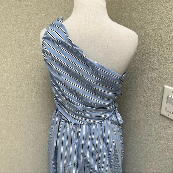 NWOT A.L.C. Cabrera Stripe One-Shoulder Dress Blue White Casual Women’s 4 - Picture 10 of 13